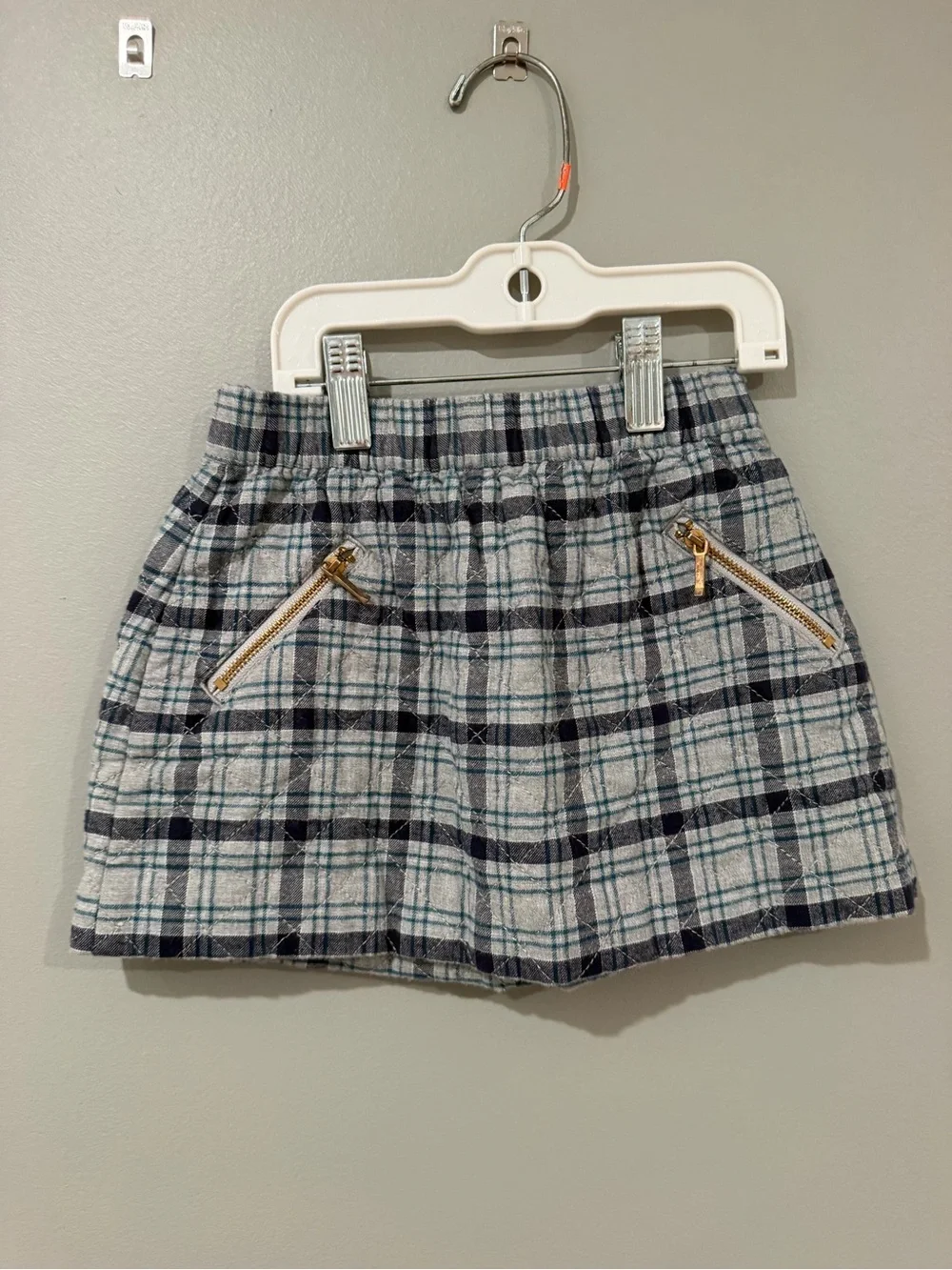 Janie and Jack Quilted Plaid Skirt in Gray and Navy